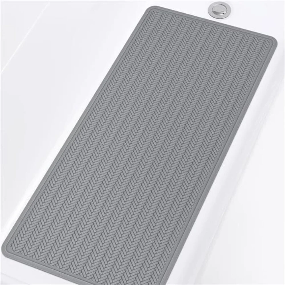 Non Slip Bathtub Mat Extra Long Rubber Shower Mat 332 Suction Cups Grey 36x17